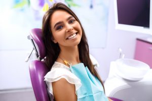 woman sititng in dental chair
